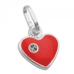Anhnger 9mm Herz rot lackiert mit Glasstein Silber 925 - 90311